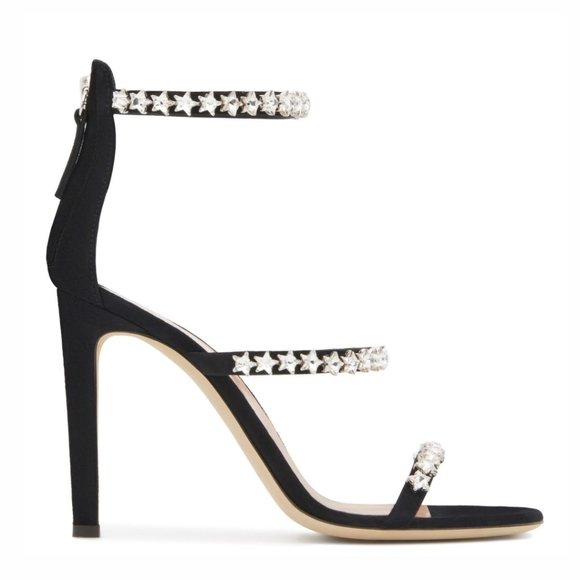 Giuseppe Zanotti Harmony Cometa Sandals Black Suede Star Crystal Studs Eu 38.5 - Picture 2 of 14